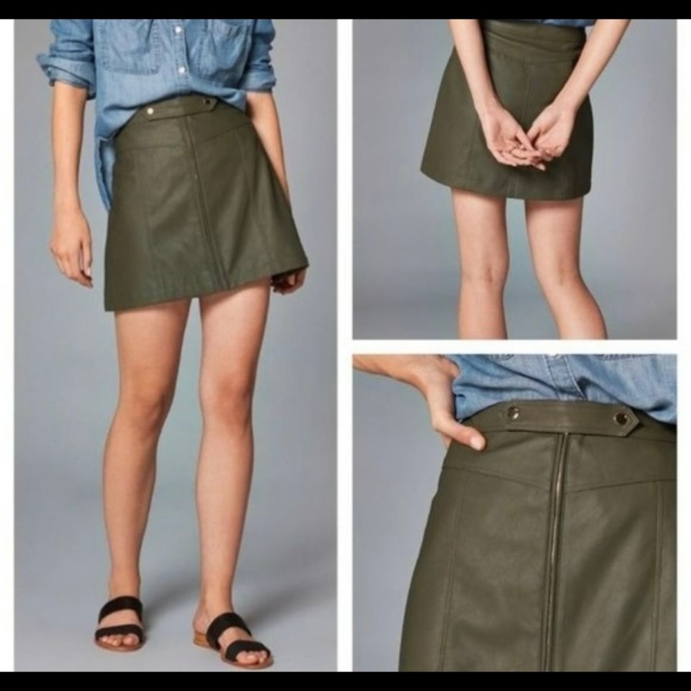 Abercrombie Green Vegan Leather Skirt Zip Up